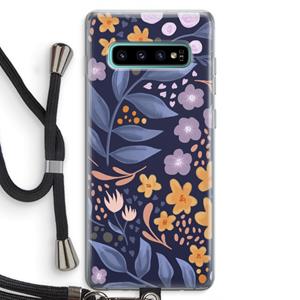 CaseCompany Flowers with blue leaves: Samsung Galaxy S10 Plus Transparant Hoesje met koord
