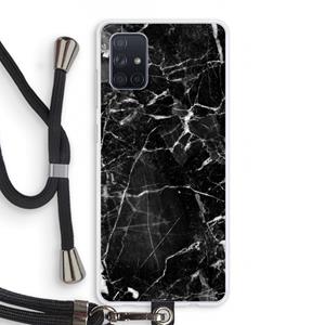 CaseCompany Zwart Marmer 2: Samsung Galaxy A71 Transparant Hoesje met koord
