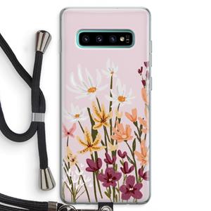 CaseCompany Painted wildflowers: Samsung Galaxy S10 Plus Transparant Hoesje met koord