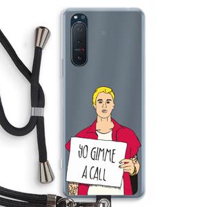 CaseCompany Gimme a call: Sony Xperia 5 II Transparant Hoesje met koord