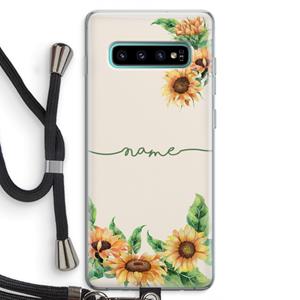CaseCompany Zonnebloemen: Samsung Galaxy S10 Plus Transparant Hoesje met koord