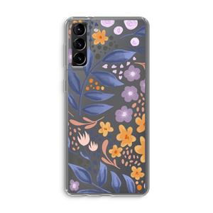CaseCompany Flowers with blue leaves: Samsung Galaxy S21 Plus Transparant Hoesje