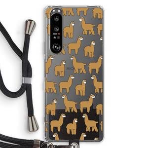 CaseCompany Alpacas: Sony Xperia 1 III Transparant Hoesje met koord