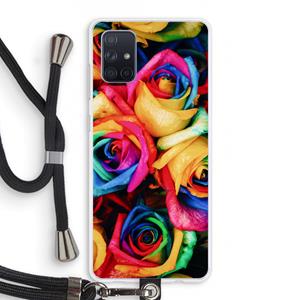 CaseCompany Neon bloemen: Samsung Galaxy A71 Transparant Hoesje met koord