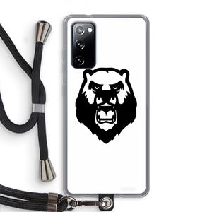 CaseCompany Angry Bear (white): Samsung Galaxy S20 FE / S20 FE 5G Transparant Hoesje met koord