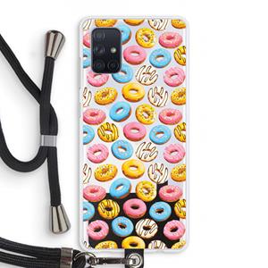 CaseCompany Pink donuts: Samsung Galaxy A71 Transparant Hoesje met koord