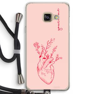 CaseCompany Blooming Heart: Samsung Galaxy A3 (2016) Transparant Hoesje met koord