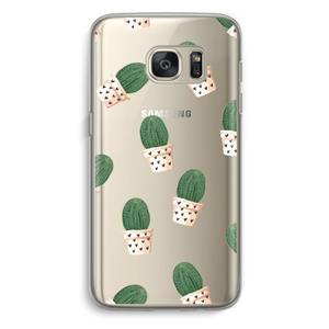 CaseCompany Cactusprint roze: Samsung Galaxy S7 Transparant Hoesje