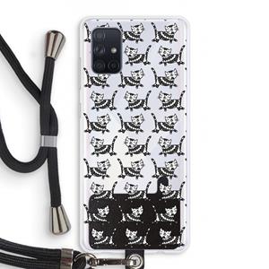 CaseCompany Zwarte poes: Samsung Galaxy A71 Transparant Hoesje met koord