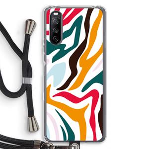 CaseCompany Colored Zebra: Sony Sony Xperia 10 III Transparant Hoesje met koord