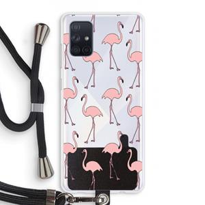 CaseCompany Anything Flamingoes: Samsung Galaxy A71 Transparant Hoesje met koord