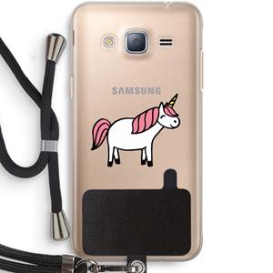 CaseCompany Eenhoorn: Samsung Galaxy J3 (2016) Transparant Hoesje met koord