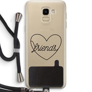 CaseCompany Friends heart black: Samsung Galaxy J6 (2018) Transparant Hoesje met koord