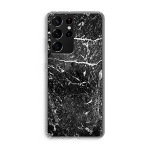 CaseCompany Zwart marmer: Samsung Galaxy S21 Ultra Transparant Hoesje