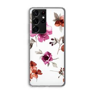 CaseCompany Geschilderde bloemen: Samsung Galaxy S21 Ultra Transparant Hoesje