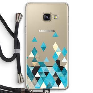 CaseCompany Gekleurde driehoekjes blauw: Samsung Galaxy A3 (2016) Transparant Hoesje met koord