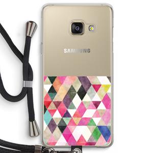 CaseCompany Gekleurde driehoekjes: Samsung Galaxy A3 (2016) Transparant Hoesje met koord