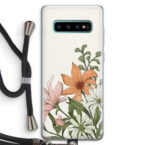 CaseCompany Floral bouquet: Samsung Galaxy S10 Plus Transparant Hoesje met koord