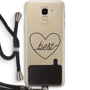 CaseCompany Best heart black: Samsung Galaxy J6 (2018) Transparant Hoesje met koord