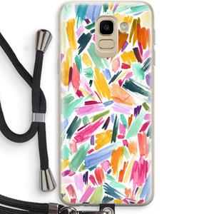 CaseCompany Watercolor Brushstrokes: Samsung Galaxy J6 (2018) Transparant Hoesje met koord