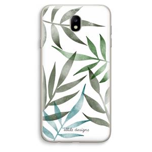 CaseCompany Tropical watercolor leaves: Samsung Galaxy J7 (2017) Transparant Hoesje