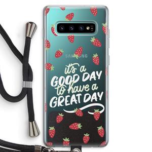 CaseCompany Don't forget to have a great day: Samsung Galaxy S10 Plus Transparant Hoesje met koord