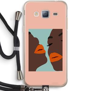CaseCompany Orange lips: Samsung Galaxy J3 (2016) Transparant Hoesje met koord
