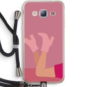 CaseCompany Pink boots: Samsung Galaxy J3 (2016) Transparant Hoesje met koord