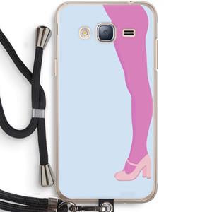 CaseCompany Pink panty: Samsung Galaxy J3 (2016) Transparant Hoesje met koord