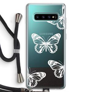 CaseCompany White butterfly: Samsung Galaxy S10 Plus Transparant Hoesje met koord