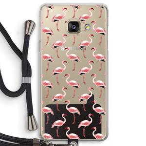 CaseCompany Flamingoprint groen: Samsung Galaxy A3 (2016) Transparant Hoesje met koord