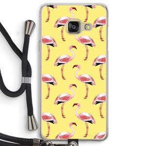 CaseCompany Flamingo's geel: Samsung Galaxy A3 (2016) Transparant Hoesje met koord