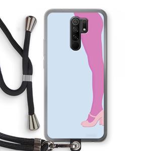 CaseCompany Pink panty: Xiaomi Redmi 9 Transparant Hoesje met koord