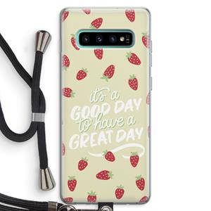 CaseCompany Don't forget to have a great day: Samsung Galaxy S10 Plus Transparant Hoesje met koord