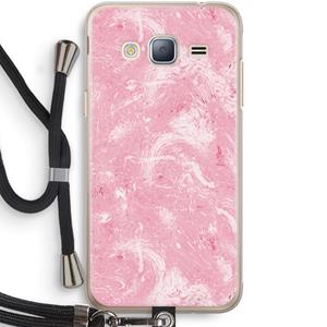 CaseCompany Abstract Painting Pink: Samsung Galaxy J3 (2016) Transparant Hoesje met koord