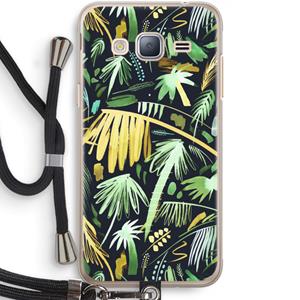 CaseCompany Tropical Palms Dark: Samsung Galaxy J3 (2016) Transparant Hoesje met koord