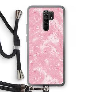 CaseCompany Abstract Painting Pink: Xiaomi Redmi 9 Transparant Hoesje met koord
