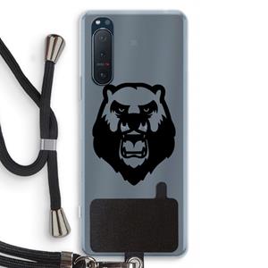 CaseCompany Angry Bear (black): Sony Xperia 5 II Transparant Hoesje met koord
