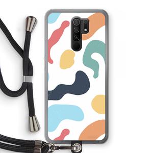 CaseCompany Memphis Shapes Blue: Xiaomi Redmi 9 Transparant Hoesje met koord