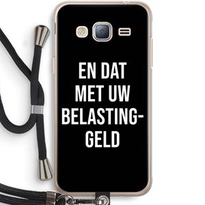 CaseCompany Belastinggeld - Zwart: Samsung Galaxy J3 (2016) Transparant Hoesje met koord