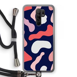 CaseCompany Memphis Shapes Pink: Xiaomi Redmi 9 Transparant Hoesje met koord