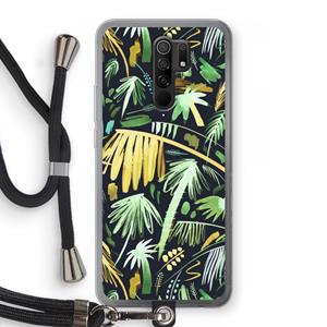 CaseCompany Tropical Palms Dark: Xiaomi Redmi 9 Transparant Hoesje met koord