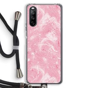 CaseCompany Abstract Painting Pink: Sony Sony Xperia 10 III Transparant Hoesje met koord