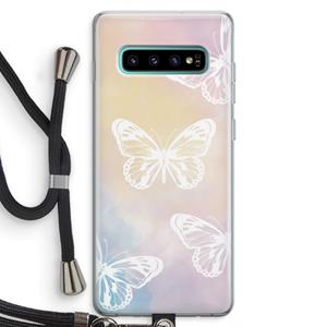 CaseCompany White butterfly: Samsung Galaxy S10 Plus Transparant Hoesje met koord