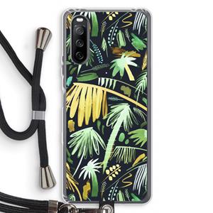 CaseCompany Tropical Palms Dark: Sony Sony Xperia 10 III Transparant Hoesje met koord