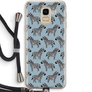 CaseCompany Zebra: Samsung Galaxy J6 (2018) Transparant Hoesje met koord