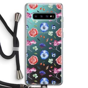 CaseCompany Bloemetjes: Samsung Galaxy S10 Plus Transparant Hoesje met koord