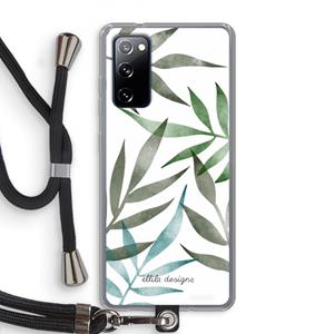 CaseCompany Tropical watercolor leaves: Samsung Galaxy S20 FE / S20 FE 5G Transparant Hoesje met koord