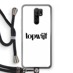 CaseCompany Topwijf Wit: Xiaomi Redmi 9 Transparant Hoesje met koord