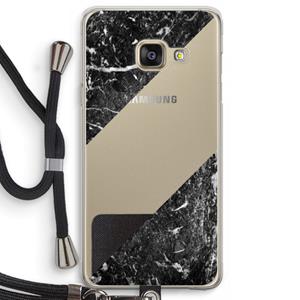 CaseCompany Zwart marmer: Samsung Galaxy A3 (2016) Transparant Hoesje met koord